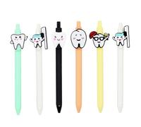 6 Pcs Penna a sfera a forma di dente da 1 0 Mm senza intoppi per ufficio con clip per scuole d'ufficio infermieri dentisti divertente scrittura