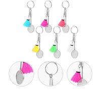 6 Pcs Portachiavi Badminton Anelli Keeychain Sospensione Sportivi