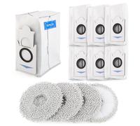6 PCS Sacchetti per la polvere per Ecovacs T30S Combo / T30S Combo Complete 3L Sacchetti di Ricambio per la Polvere per Ecovacs X2 Combo Robot Aspirapolvere Accessorio + 4 Panni Mocio