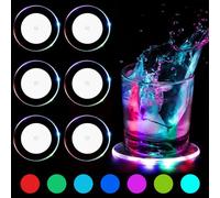 6 PCS sottobicchieri illuminati colorato Ø10cm Impermeabile Sottobicchieri Acrilico led per bottiglia 7 colori chiari Sottobicchieri LED per Birra Cocktail La batteria dura più a lungo (circa 45 ore)