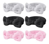 6 Pcs Spa Headband, Fluffy headband, Hair Band for Washing Face, Bow Hair Band, Makeup Headband, Skincare Headbands, Soft Coral Fleece Makeup Headband for Face Washing Shower Yoga