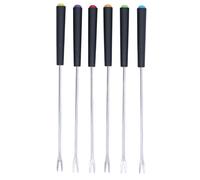 6 Pcs Stainless Steel Fondue Utensils | Tarnish & Oxidation Shielded Long Utensils for Chocolate/Cheese/Cake | Multi - Color Handles for Easy Identification