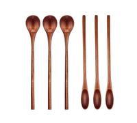 6 Pcs Wooden Coffee Spoon Long Handle Mixing Teaspoon Manual for Kitch