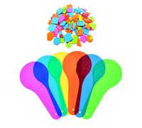 6 pellicole colorate traslucide, 1 confezione di patch geometriche, giocattoli divertenti sperimentali, piastre filtranti a pagaia colorate, giocattoli traslucidi, accessori per attività educative