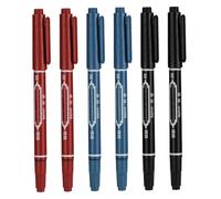 6 pennarelli per tatuaggi per pelle 5.4 Penna all'henné a doppia testa con punta spessa e fine Pennarelli per pelle portatili per tatuaggi, rosso + nero + blu per