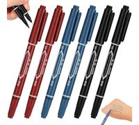 6 pennarelli per tatuaggi per pelle 5.4 Penna all'henné a doppia testa con punta spessa e fine Pennarelli per pelle portatili per tatuaggi, rosso + nero + blu - penna per