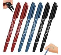 6 pennarelli per tatuaggi per pelle 5.4 Penna all'henné a doppia testa con punta spessa e fine Pennarelli per pelle portatili per tatuaggi, corpo rosso + nero + blu per