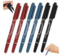 6 pennarelli per tatuaggi sulla pelle 5.4 Penna all'henné a doppia testa con punta spessa e fine Pennarelli portatili per la pelle per tatuaggi, rosso + nero + blu, penna all'henné
