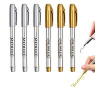 6 Pennarello Indelebile Oro Argento Punta Fine 1.5 mm, Pennarelli per Arte Scrapbooking Decorazioni Personalizzazione di Carta Metallo Ceramica Vetro e Legno Marcatori per Progetti Creativi Fai-da-te