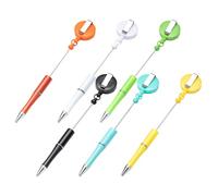 6 penne a sfera con porta badge, clip da cintura, bobina retrattile per badge, penna con perline, per infermieri, medici, ospedali telescopici