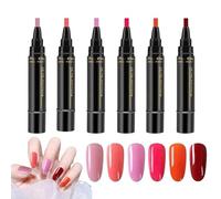 6 penne colorate per nails art, pennelli per smalto impermeabili ad asciugatura rapida, kit di strumenti per nai-l art in tinta unita per principianti, design fai da te per nails arts
