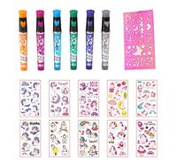 6 penne colorate per tatuaggi Pennarelli con biglietto da pittura a forma di farfalla e adesivi per tatuaggi cartoni animati per feste e graffiti fai da te