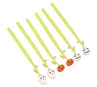 6 penne gel a forma di zucca per Halloween, in silicone, per guscio nero/blu, 0,5 mm, per bambini, studenti, regalo Rewa a punta fine