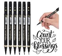 6 penne per calligrafia ad asciugatura rapida, con 4 misure, colore nero, per lettering a mano, per principianti, bullet journal diario, firma