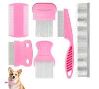 6 pettini antipulci per cani e gatti, in acciaio inox, per rimuovere pidocchi e zecche, con strumento per rimuovere i pidocchi, pettine professionale per animali domestici, per animali di taglia