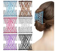6 pettini magici per capelli, elastici, regolabili, con perline, elastici senza pieghe, doppie forcine vintage, accessori per chignon, per donne e donne, ricci, spessi, ondulati, coda di cavallo