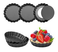 6 Pezzi Ø 10 cm Stampo Crostata Fondo Amovibile, 10×2 cm Stampi Crostatine Monoporzione, Formine per Crostatine & Crostata & Tartellette