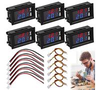 6 pezzi 0,28" LED voltmetro digitale Amperometro: DC 0 - 100 V 10 A Volt Ampere metro, multimetro rosso e blu rivelatore LED doppio indicatore di colore, tensione ampera, modulo misuratore di corrente