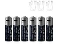 6 Pezzi 1,5V AAA 1100mWh Litio Batteria Ricaricabile, 1,5Volt Tripla A Lithium 700mAh Batterie per Telecomando/Controller/Radio, 2 in 1 USB-C Ricarica Cavo, 2 Ore Ricarica Rapida, 1200 Cicli