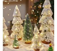 6 pezzi/1 pezzo Decorazioni natalizie Minialberi di Natale artificiali, alberi di Natale in setole con base in legno per decorazioni natalizie, feste di Natale, casa, tavolo, artigianato, fotografia,