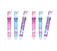 6 Pezzi 10-in-1 Penne a Sfera Multicolore Retrattili, Penna a Sfera 10 Colori Unicorn