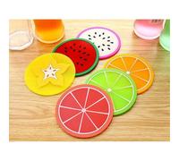 6 pezzi/10 pezzi Sottobicchieri con motivi casuali di frutta, sottobicchieri colorati a tema frutta e gelatina con disegni di limone, anguria, frutto del drago, arancia, arancia verde e carambola, rea