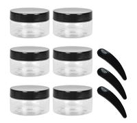 6 Pezzi 100ml Barattolini Plastica con Coperchio Spatola Trasparenti, Barattoli Plastica Rotondi Contenitori Cosmetici Vuoti Vasetti, per artigianato DIY, perline, spezie, trucco, grani