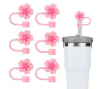 6 Pezzi 10mm Fiore Copertura Paglia per Stanley, Toppers Paglia Silicone Coperchi Sigillo Simpatici Fiori Ciliegio Rosa Accessori Tappo di Paglia Riutilizzabili per Stanley da 30 e 40 once