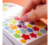6 pezzi/12 pezzi/18 pezzi Adesivi a forma di stella colorati a caso per cancelleria per bambini, accessori per decorazione di album fotografici fatti a mano, planner 6 pacchi,12 pezzi di confezioni,18