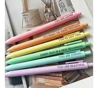6 pezzi/12 pezzi/30 pezzi/60 pezzi Set di penne motivazionali, ispiratrici e incoraggianti Jess Pastel - Penne retrattili positive e felici, inchiostro nero, molletta facile, penne a sfera con finitur