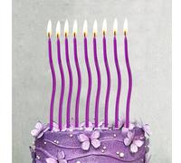 6 pezzi/12 pezzi Candele ondulate viola per decorazioni di torte per feste di compleanno 6 pezzi,12 pezziCera