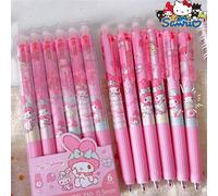 6 pezzi/12 pezzi Penne gel cancellabili/non cancellabili con design carino di Hello Kitty & Kuromi & Melody & Cinnamoroll & Pochacco, la penna cancellabile ha inchiostro blu e la penna non cancellabil