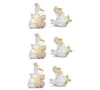 6 Pezzi 2 Assortimenti Salvadanaio Bimba con Cicogna Bomboniera in Resina 12 cm