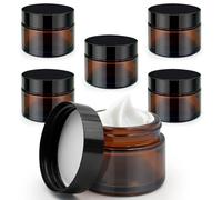 6 Pezzi 20ml Vasetti Vetro Ambrato, Contenitore in Vetro Marrone, Barattoli per Crema, Vasetti da viaggio ricaricabili per Cosmetici, Creme, Lozioni, Oli Essenziali