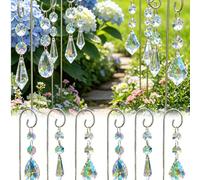 6 pezzi/3 set - Vaso da giardino in cristallo, catturatore di luce solare, accessori per mini giardino, vaso per piante grasse, ciondolo in cristallo colorato, catturatore di luce solare a prisma di c