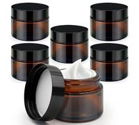 6 Pezzi 30ml Vasetti Vetro Ambrato, Contenitore in Vetro Marrone, Barattoli per Crema, Vasetti da viaggio ricaricabili per Cosmetici, Creme, Lozioni, Oli Essenziali