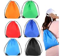 6 pezzi 34 x 42 cm Gym Sack Sacche da Palestra, Pieghevole Nylon Drawstring Bag, Sacca Ginnastica di Sacchetto, Zaino Sacca Ginnastica Nylon, Sacche Sportive, Sacca Scarpe Coulisse, per Donne e Uomini