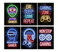6 Pezzi 3D Giochi Adesivo Murale, Quadro per Gamers Immagini Decorative per Camera da Gioco Quadri Multipanello Console Di Gioco Murale Soggiorno Giochi Decalcomanie per Soggiorno Zona di Gioco