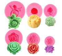 6 Pezzi 3D Stampi In Silicone Per Candele 6 Modelli Stampi In Silicone Per Fiori Di Rose, Stampo In Silicones Rosa 3D, Fiore Di Fondente Stampo A Forma Per Fare Candele, Sapone, Ornamenti DIY