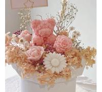 6 pezzi/4 pezzi/1 pezzo Candele a forma di orsetto rosa (Altezza: 6cm), Candele profumate, Decorazione per la casa, Tema animale creativo, Realizzate in cera di soia, Decorazione con fiocco, Mini stat