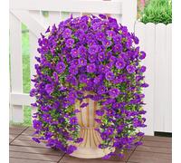 6 pezzi/4 pezzi/1 pezzo Fiori artificiali realistici da esterno, fiori appesi finti da esterno, piante appese finte resistenti ai raggi UV, imitazione di petunie viola decorative per veranda e balcone