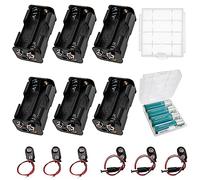 6 Pezzi 4x AA 6V Supporto Batteria, 6V Portabatteria Doppio Piano in Plastica, AA Pulsante Porta Batterie con Clip Tipo I per Batteria