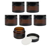 6 Pezzi 50ml Contenitori Per Creme & Unguenti, Porta Creme da Viaggio, Resistente Ai Raggi UV Vuoti Barattolini Vasetti Vetro Piccoli con Tappo, Rotondi Contenitore Crema Vuoti per Cosmetici