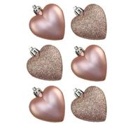 6 Pezzi 50Mm Glitter / Cuori Piani Decorazione Natalizia - Oro Rosa