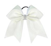 6 pezzi 7 pollici ragazze grande cheerleading glitter fiocco for capelli elastico fasce for coda di cavallo fermaglio for donne accessori for Per Cheerleader(White)