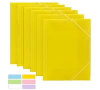 6 Pezzi A4 Portadocumenti, Portatile Cartella Portadocumenti, Cartellina portadocumenti A4, in Plastica PP, Con Elastico, Cartelline Cartellina portadocumenti a4 per Casa, Scuola e Società (Giallo)