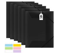 6 Pezzi A4 Portadocumenti, Portatile Cartella Portadocumenti, Cartellina portadocumenti A4, in Plastica PP, Con Elastico, Cartelline Cartellina portadocumenti a4 per Casa, Scuola e Società (Nero)