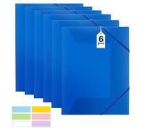 6 Pezzi A4 Portadocumenti, Portatile Cartella Portadocumenti, Cartellina portadocumenti A4, in Plastica PP, Con Elastico, Cartelline Cartellina portadocumenti a4 per Casa, Scuola e Società (Blu)