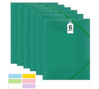 6 Pezzi A4 Portadocumenti, Portatile Cartella Portadocumenti, Cartellina portadocumenti A4, in Plastica PP, Con Elastico, Cartelline Cartellina portadocumenti a4 per Casa, Scuola e Società (Verde)