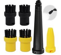 6 Pezzi Accessori Per Pulitore A Vapore per Kärcher SC1-SC5 CTK10 CTK20, Set Di Spazzole Rotonde per Kärcher Accessori Pulitore A Vapore, 4 Spazzole Rotonde, 1 Ugello E 1 Ugello Allungato